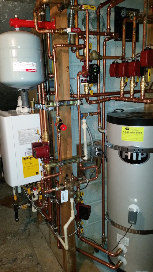 Wall hung boiler with indirect storage tank